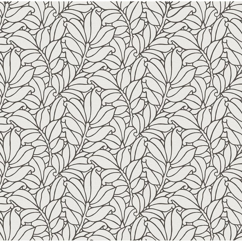 A-Street Prints Coraline White Leaf Wallpaper