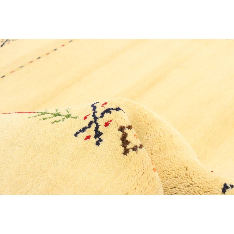 ECARPETGALLERY Hand Loomed Kashkuli Gabbeh Light Gold Wool Rug - 4'0 x 5'9