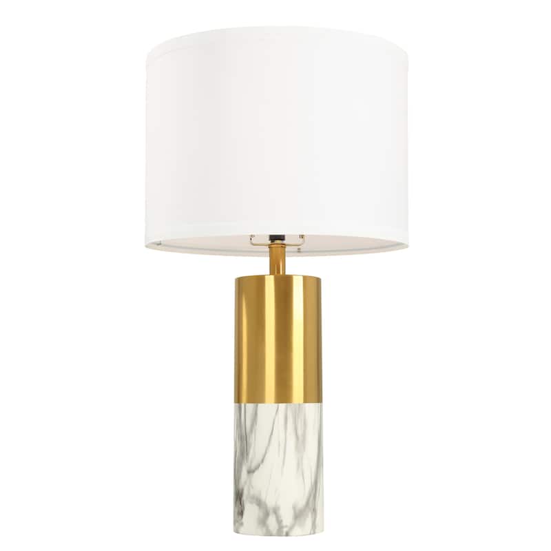 20" Modern Metal Marble Table Lamp, Bedroom Table Lamps Set of 2