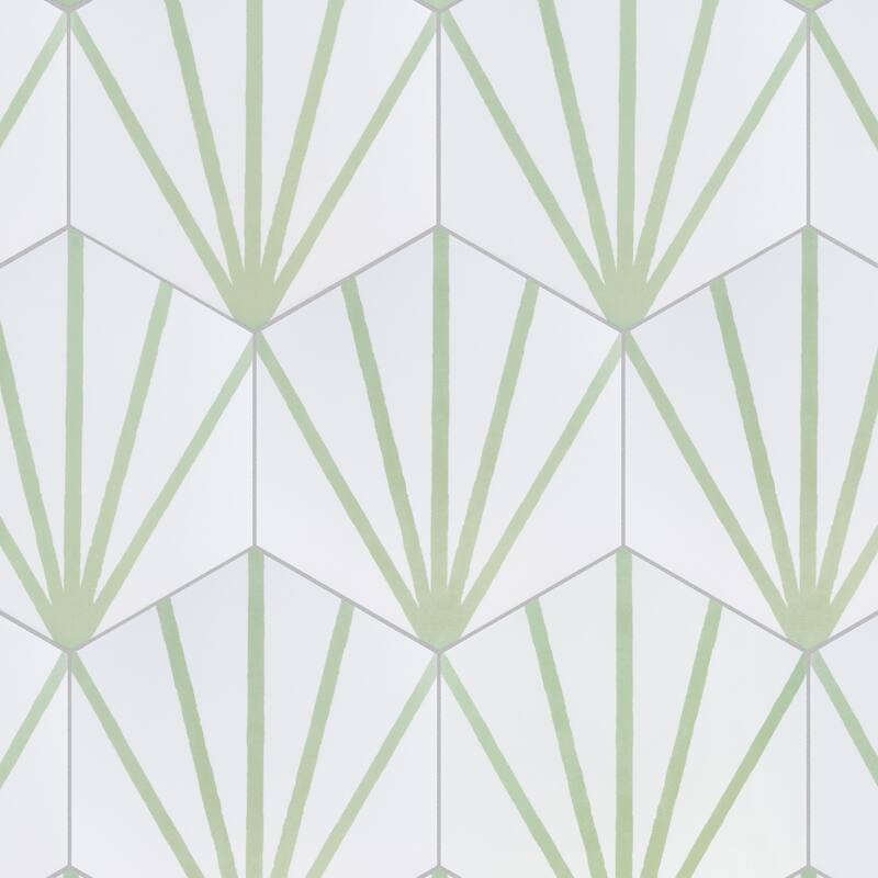 Merola Tile Horizon Dawn Hex Verde 7-3/4" x 9" Porcelain Floor and Wall Tile