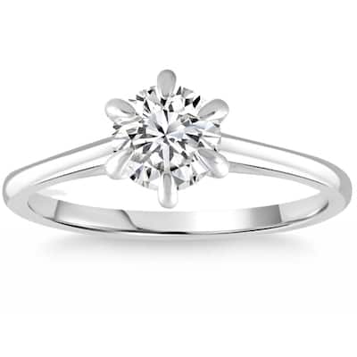 .90Ct Diamond Solitaire Engagement Ring Gold Lab Grown 6-Prong
