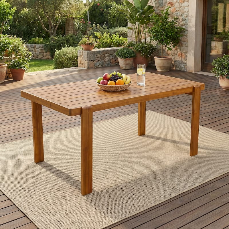 Christopher Knight Home - Modern Solid Acacia Wood Outdoor Dining Table - Natural