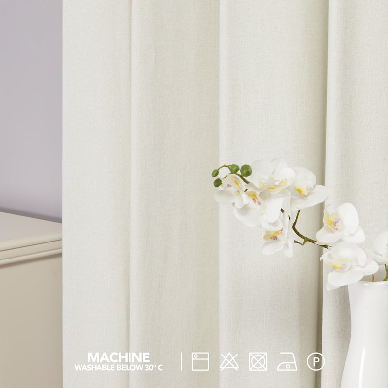 Deconovo Faux Linen Total Blackout with Coating Curtains (2 Panel)