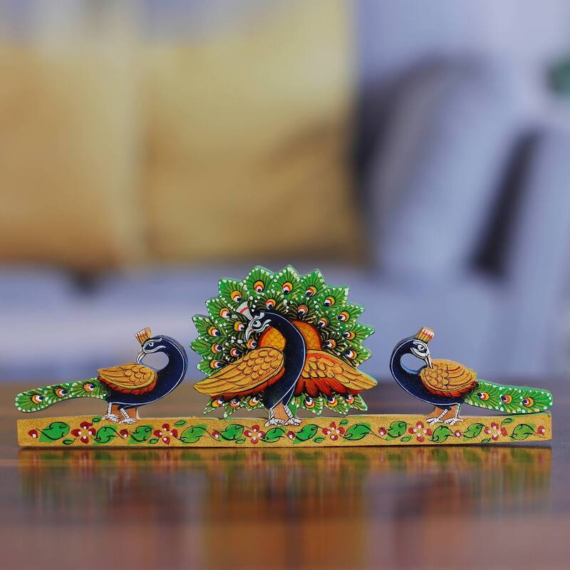 Novica Handmade Peacock Glory Wood Magnet