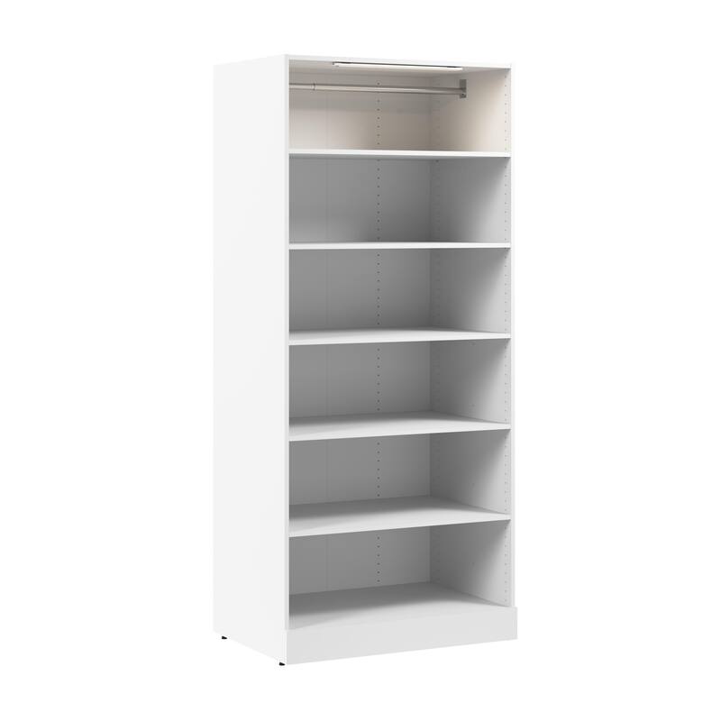 Bestar Florence 36W x 25D Closet System Tower with LED Light, Shelves