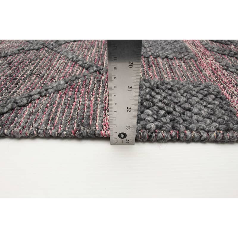 ECARPETGALLERY Braid weave Sienna Grey Wool Rug - 4'11 x 8'2