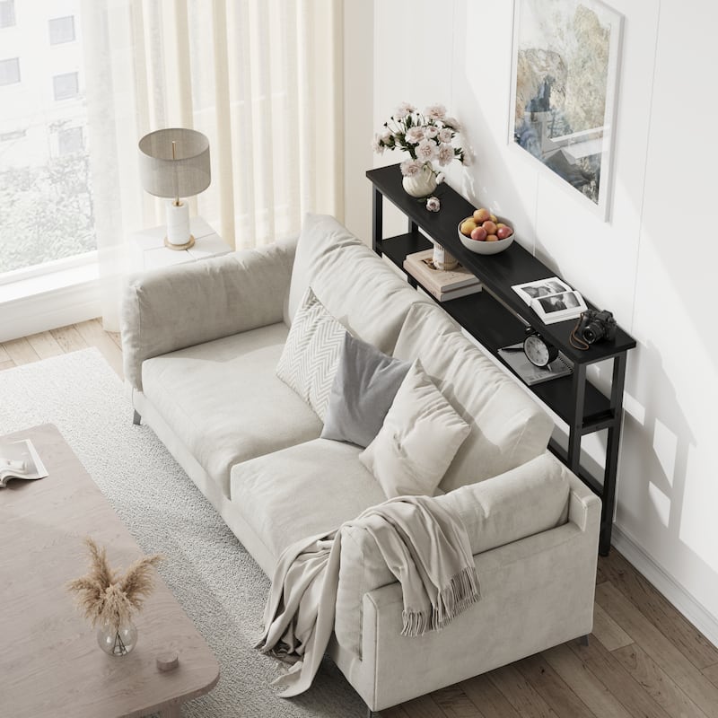 Narrow Console Table 2-Tier Sofa Table with Adjustable Shelf
