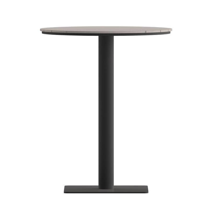 Commercial 24 Inch Round Faux Teak Outdoor Patio Dining Table
