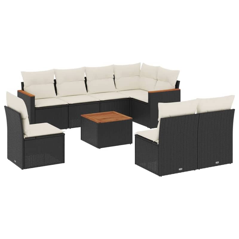 vidaXL Garden Sofa Set Black - 24.4 x 24.4 x 27.2