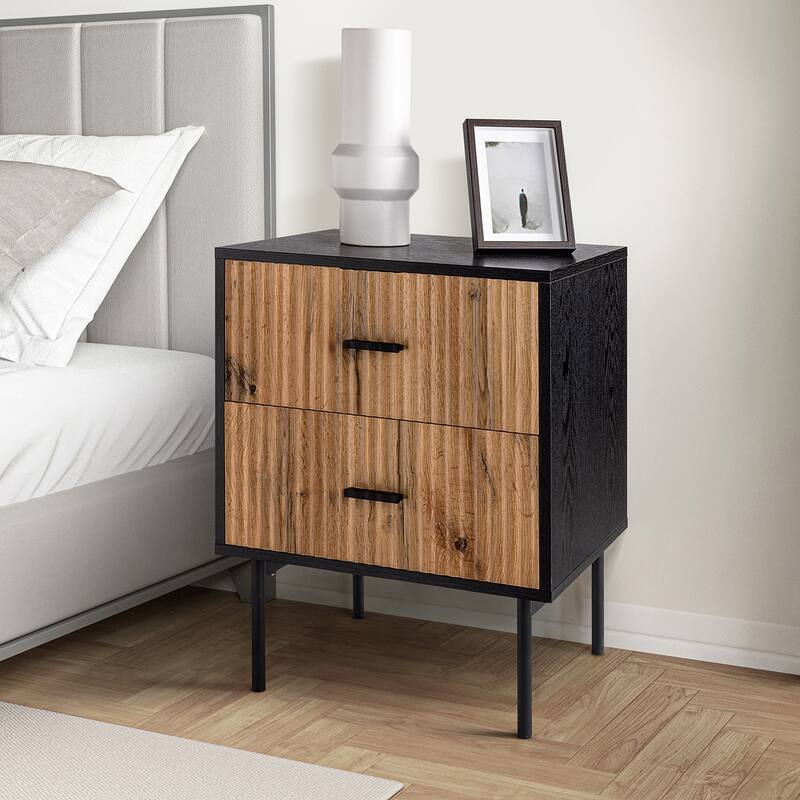 Jonah Contemporary Adjustable Legs Wood 2-Drawer Nightstand by HULALA HOME