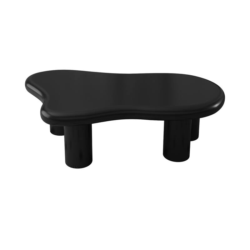 40" Wood Cloud Shaped Coffee Table with Legs for Living Room