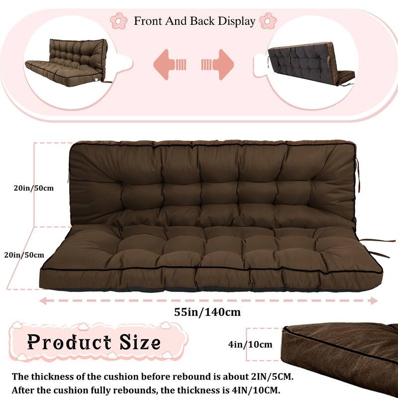 Porch Swing Replacement Cushion, 55in Outdoor Bench Cushions with Backrest Thicken 4"