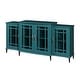 preview thumbnail 6 of 7, 62'' Teal Blue Modern Storage Sideboard Buffet Cabinet TV Stand with Tempered Glass Doors and Adjustable Shelves