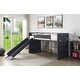 preview thumbnail 1 of 10, Twin Size Metal Loft Bed with Slide for Kids, Boys and Girls, Bedroom Gunmetal