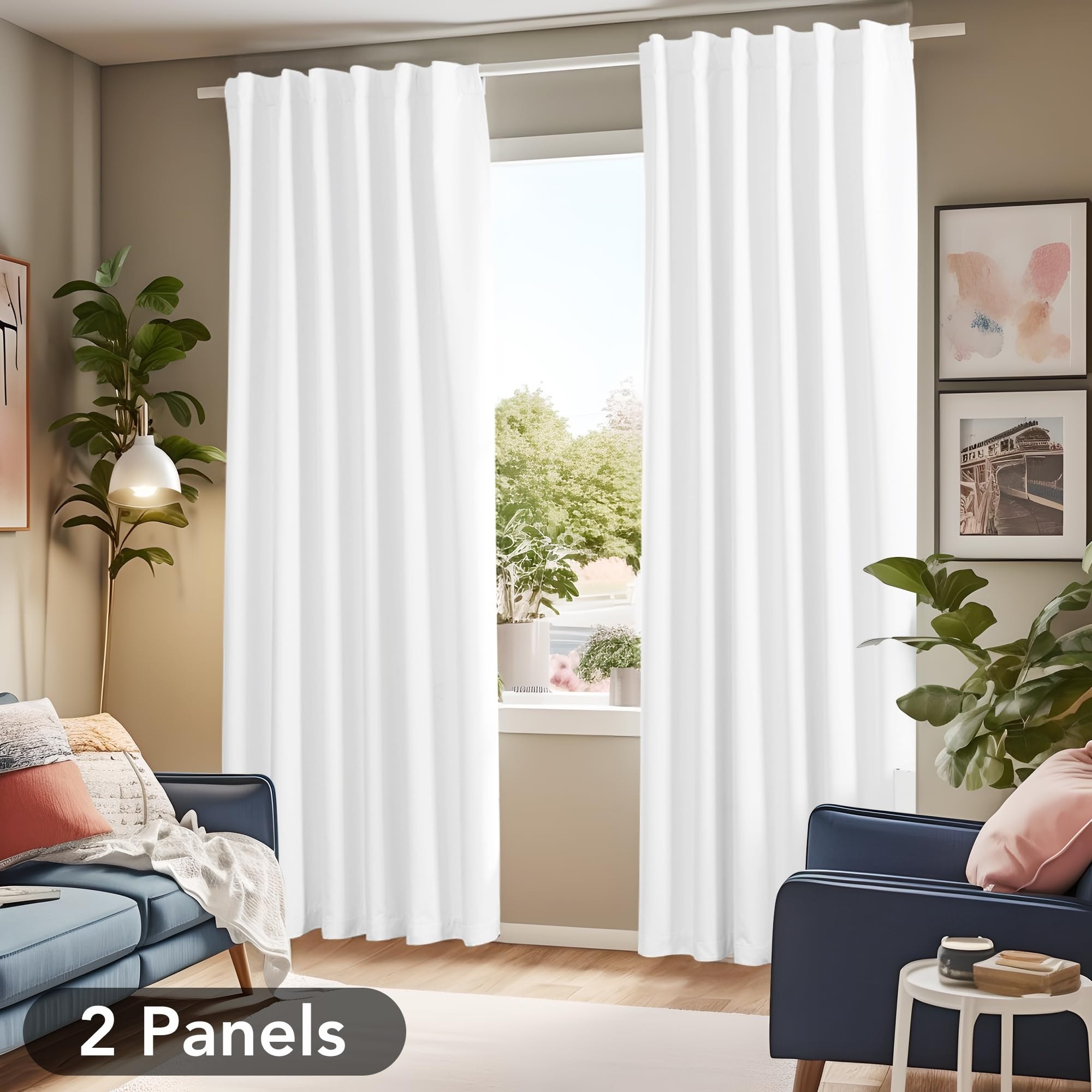 DWCN White Sheer Curtains For Kitchen Windows - Rod Pocket Semi Tran