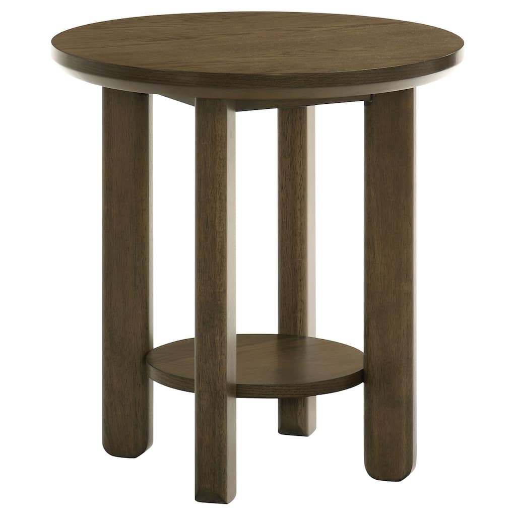 Ottowa 22-Inch Round Wood Side End Table with Shelf - 22" x 22" x 23.75"