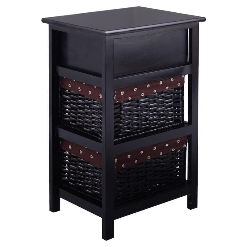 Costway Set OF 2 Night Stand 3 Tier 1 Drawer Bedside End Table