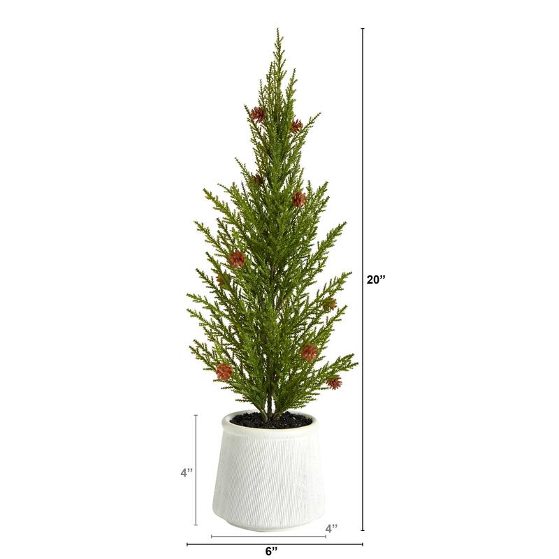 20 Inch Artificial Christmas Tree with Planter - Rustic Pine Holiday Decor - Green - 51-60 Inches