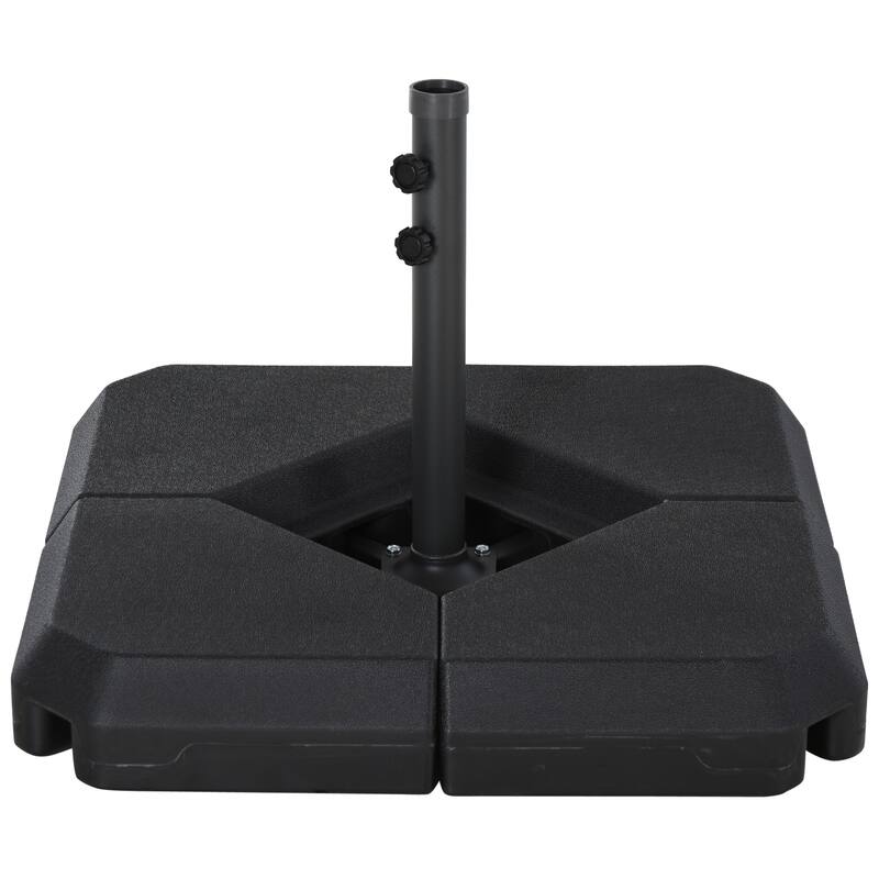 Outsunny Umbrella Stand Fitting 48mm Poles and Steel Base with 4 Fillable Plastic Weights, 4 Gal. Capacity Each, Black
