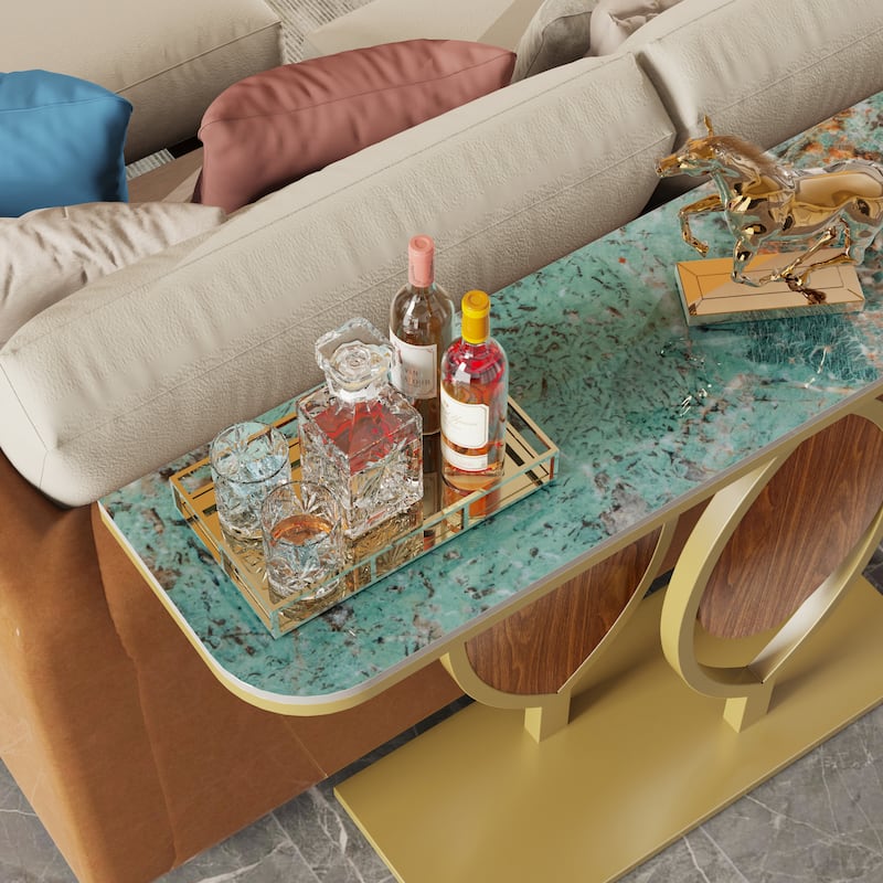 48" Modern Console Marble Table with Gold Base Entryway Living Room - 48"x12"x31"
