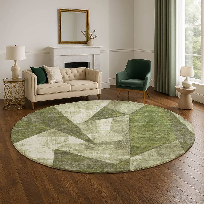 Premium Washable Super Soft Casual Contemporary Mayfield Rug - 8' x 8' - Green