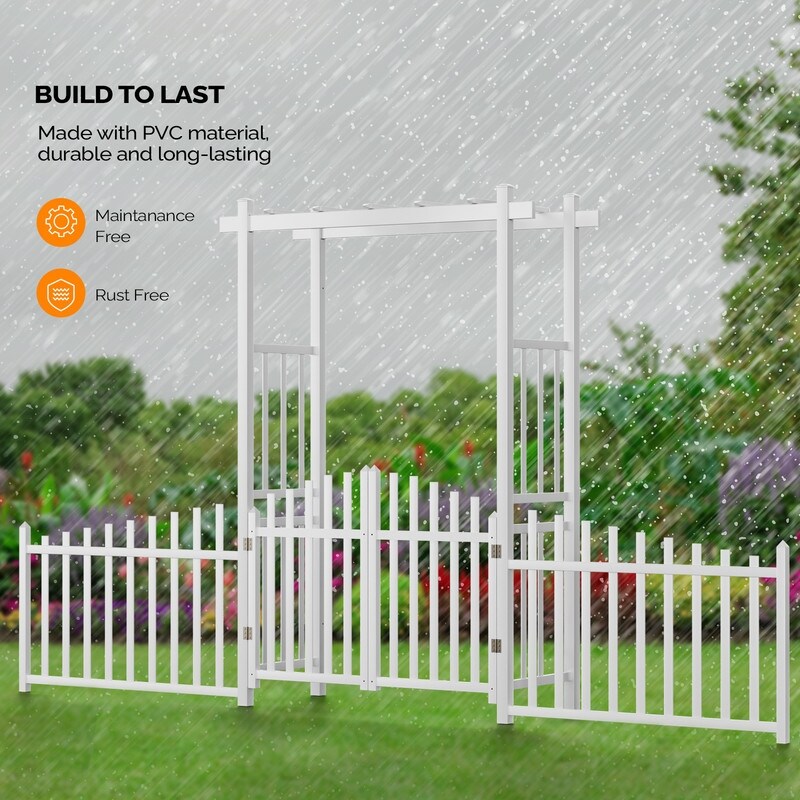 White Garden PVC Arbor with Gates and Fences - Bed Bath & Beyond