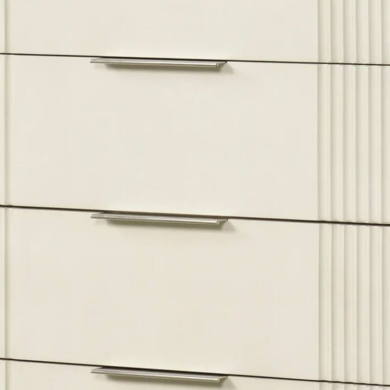 Toi Tall Dresser Chest, 5 Drawers, Chrome Finger Pulls, Antique White