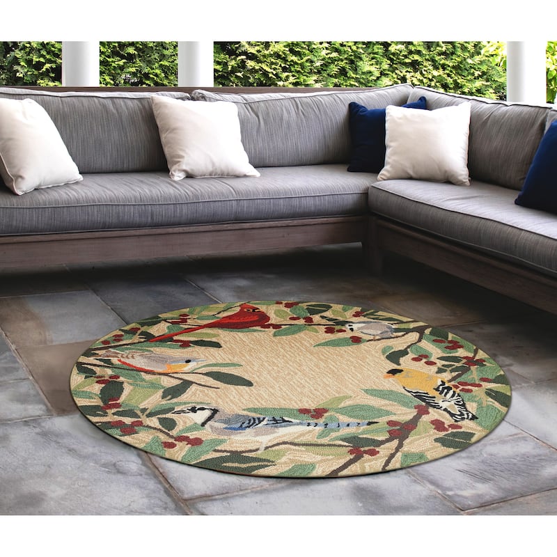 Liora Manne Frontporch Bird Border Indoor/Outdoor Rug - 3' Round