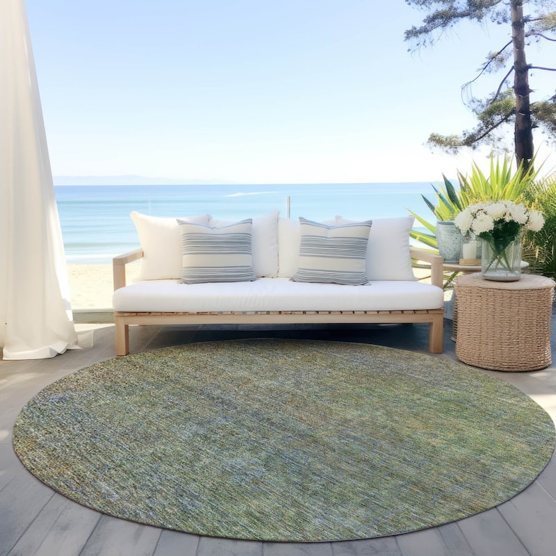 Machine Washable Indoor/ Outdoor Chantille Solid Ombre Rug - Green - 8' x 8'