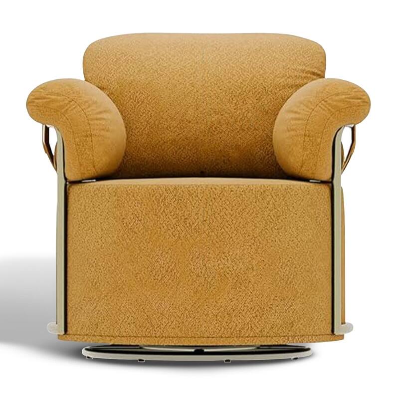 Modern Swivel Boucle Accent Chair Lounge Chair with Gold Metal Base