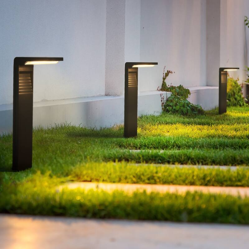 Set of 2 L-Shaped Black Solar LED Large Path Lights