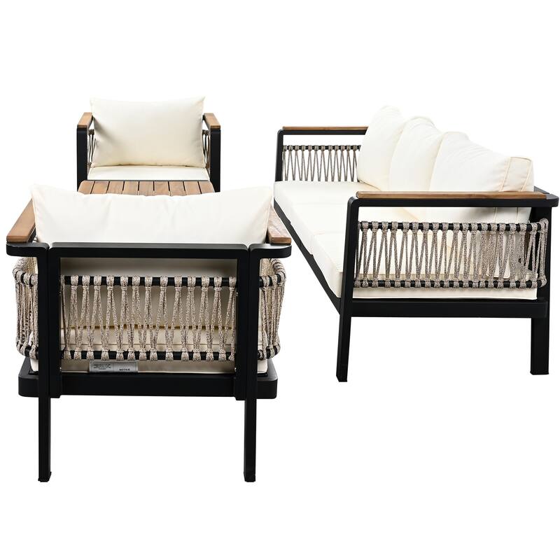 Outdoor Conversation Set with Cushions and Coffee Table, Set of 4