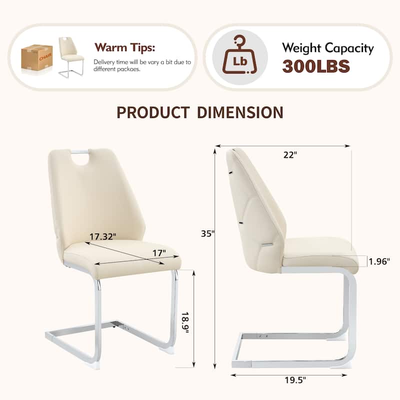 Dining Chairs Set of 4, Faux Leather Kitchen Chairs with Gold Mesh Texture, Silver Back Ring and Chrome Pull Handle