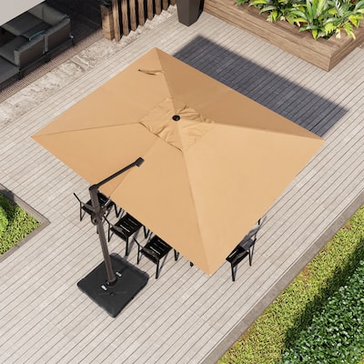 9 FT x 10.5 FT Outdoor Patio Umbrella Cantilever-Offset Umbrella with Base