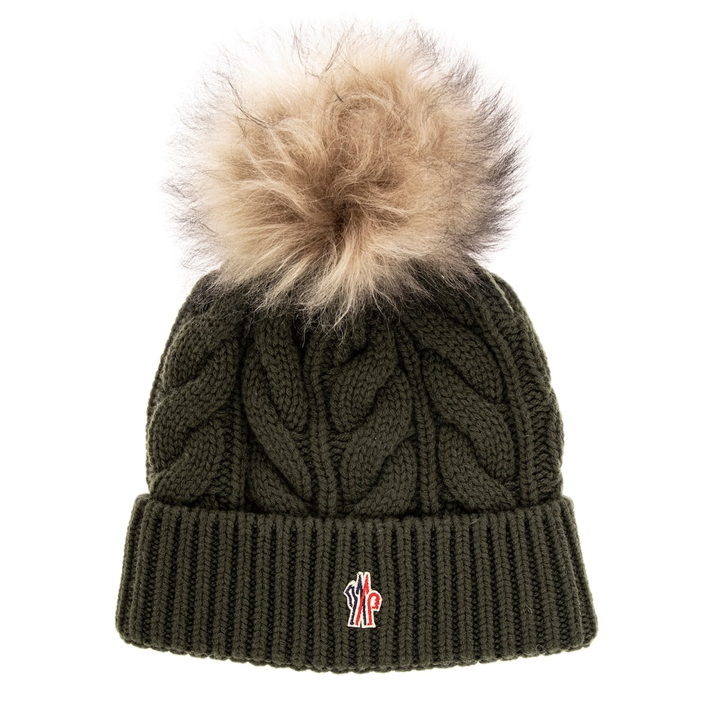 Moncler Grenoble Cable Knit Beanie with Pom Pom