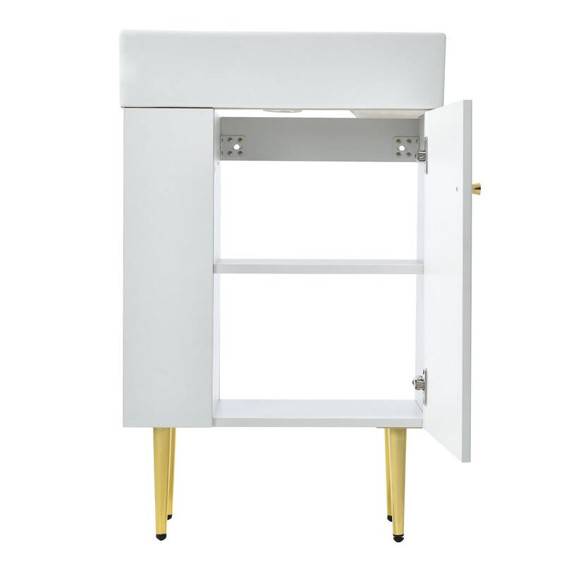 21.6" Bathroom Vanity Cabinet with Large Storage, Soft-Close Doors, Waterproof MDF Construction(Sink Not Included)