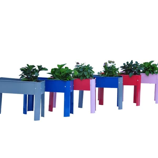 Set of 2 Elevated Garden Bed Metal Outdoor Flowerpot Box On Sale