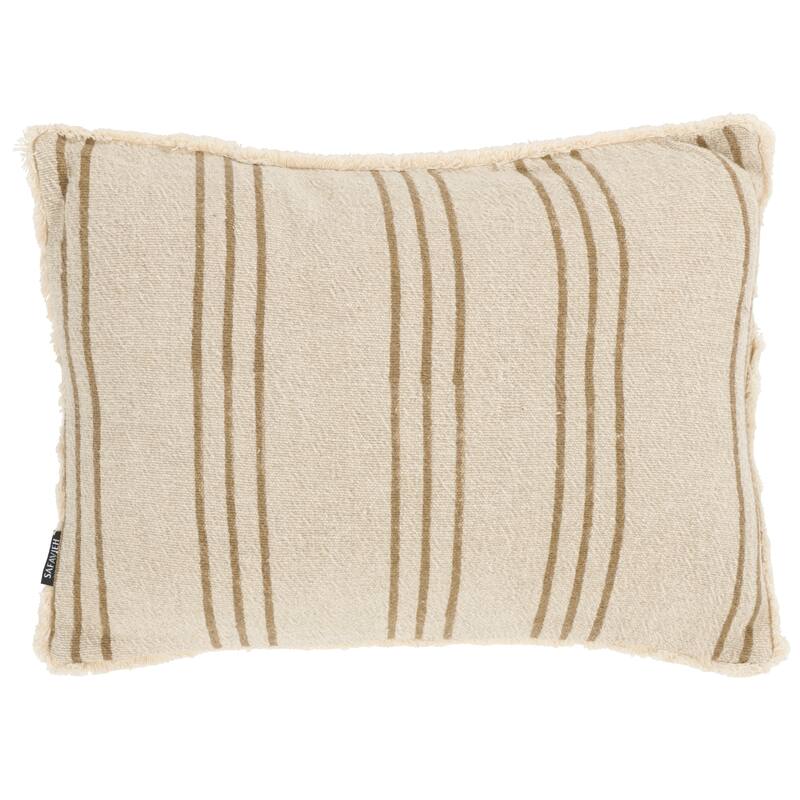 SAFAVIEH Home Rory 14W x 20L-inch Tan/Natural Cotton/Linen Lumbar Pillow