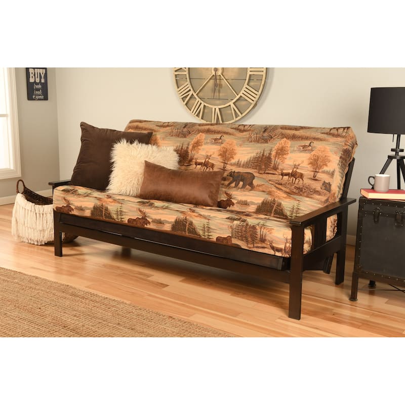 Porch & Den Zumbro Bonded Leather Espresso Futon Set with Mattress - Canadian