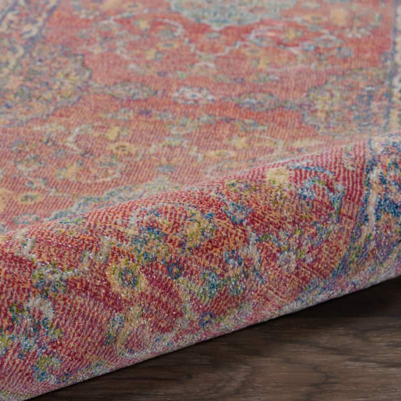 Feme Power Loomed Distressed Abstract Floral Traditional Non Skid Area Rug By HomeRoots - 72' X '24' X '0.5