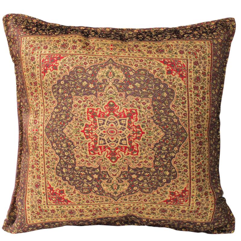 Rustic Emel Tribal Turkish Decorative Pillow - 17'' x 17'' - Brown/Gold