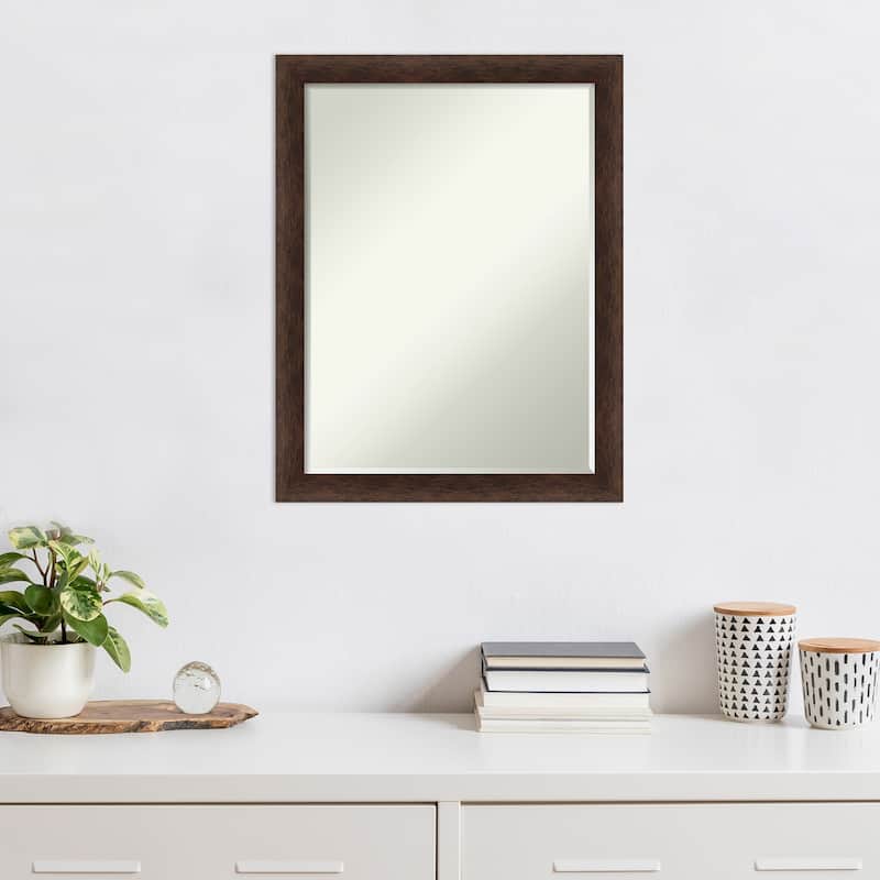 Warm Walnut Narrow Half-Inch-Bevel Wood Framed Wall Mirror - Warm Walnut Narrow - Glass Size 18x24