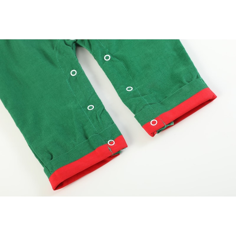 Green Corduroy Sherpa Reindeer Overalls
