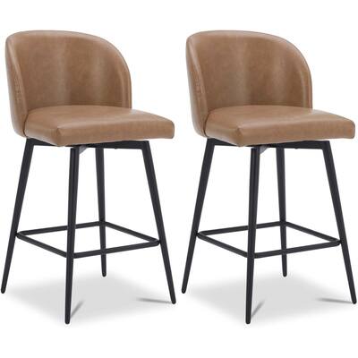 Counter Height Bar Stools Set of Swivel Upholstered Barstools