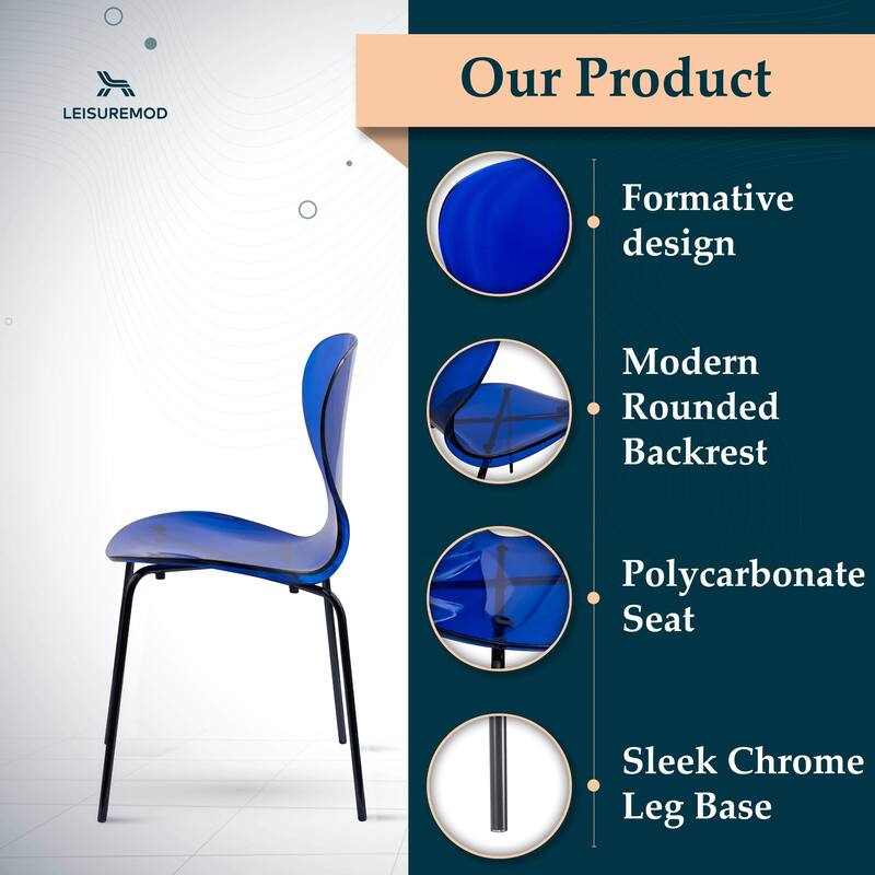 Stackable Plastic Dining Chair Transparent Modern Accent Side Chair for Indoor and Outdoor