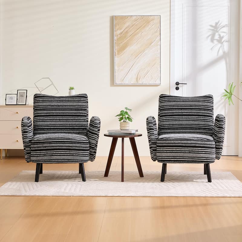 Boucle Upholstered Lounge Armchair, Reading Chair with Side Storage Pocket, Single Sofa Chair with Solid Wood Legs