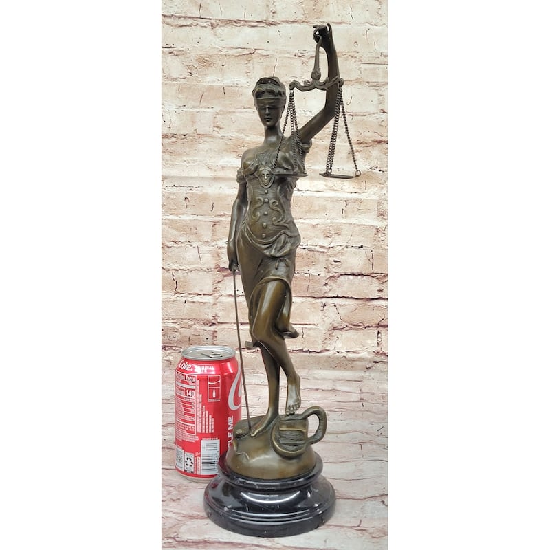 Bronze Blind Lady Of Justice Scales Law Lawyer Attorney Office Statue Sculpture