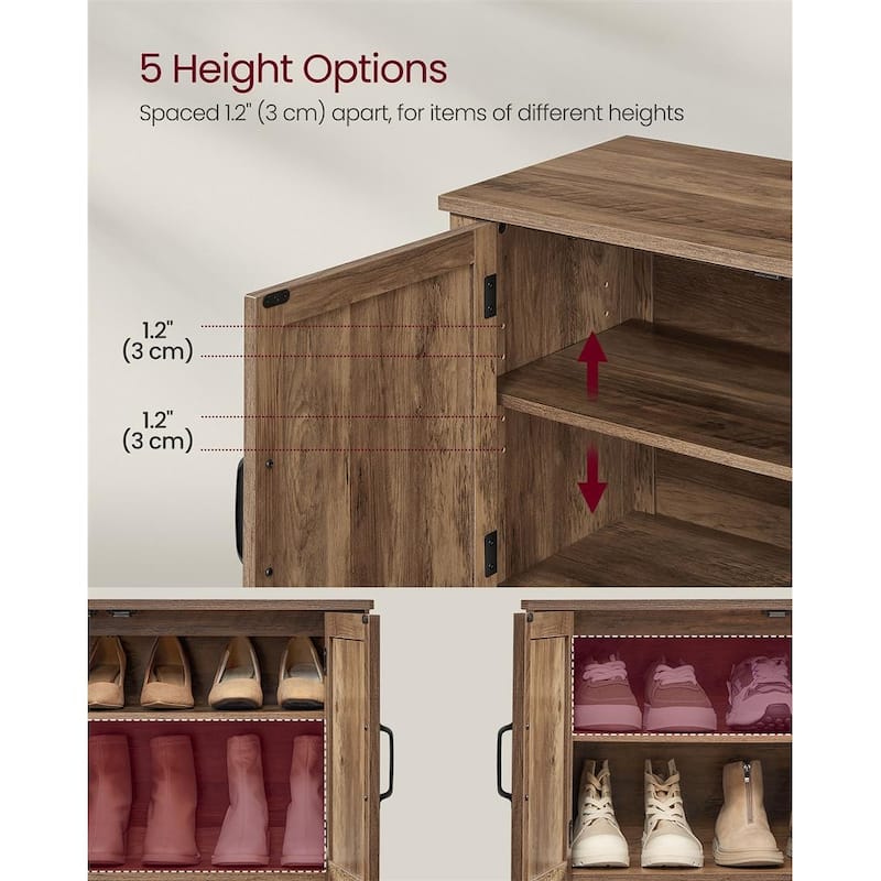 3-Tier Freestanding Shoe Cabinet with Height Adjustable Shelf Suitable for Entryways - 31.5"L x 13.8"W x 27.6"H