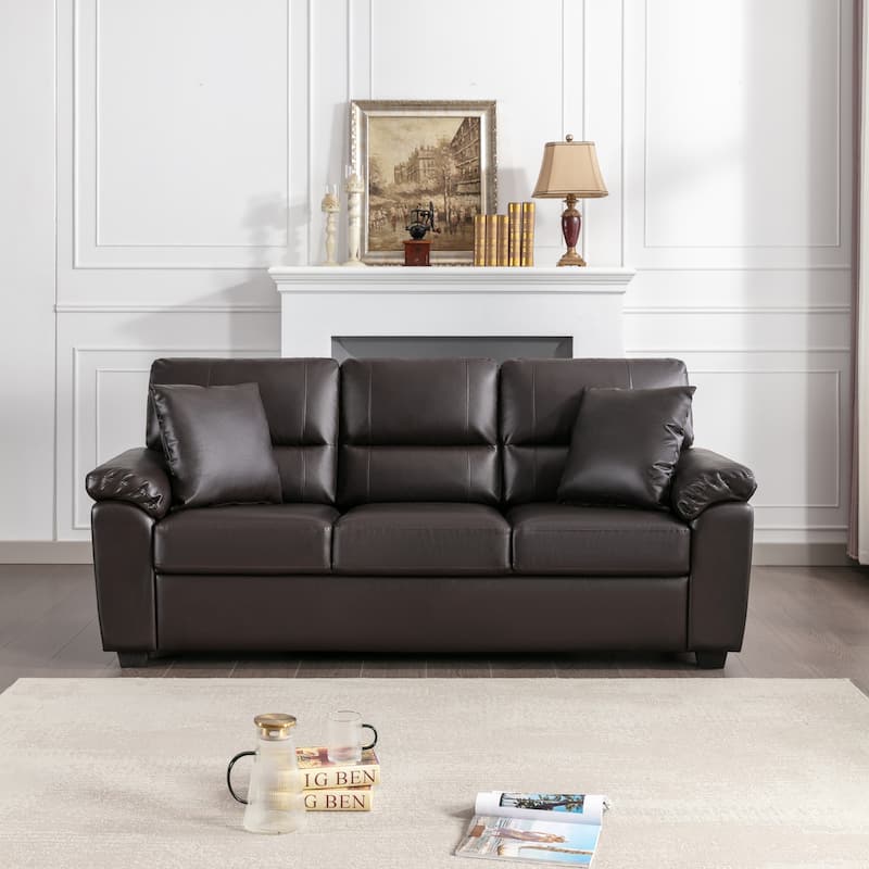 Morden Fort Upholstered Living Room Set, 2 Pieces, Faux Leather Chair, Sofa