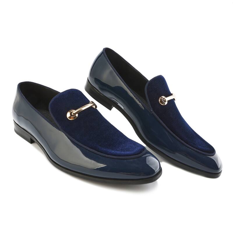 Gino Vitale Velvet & Patent Leather Slip On Dress Loafer